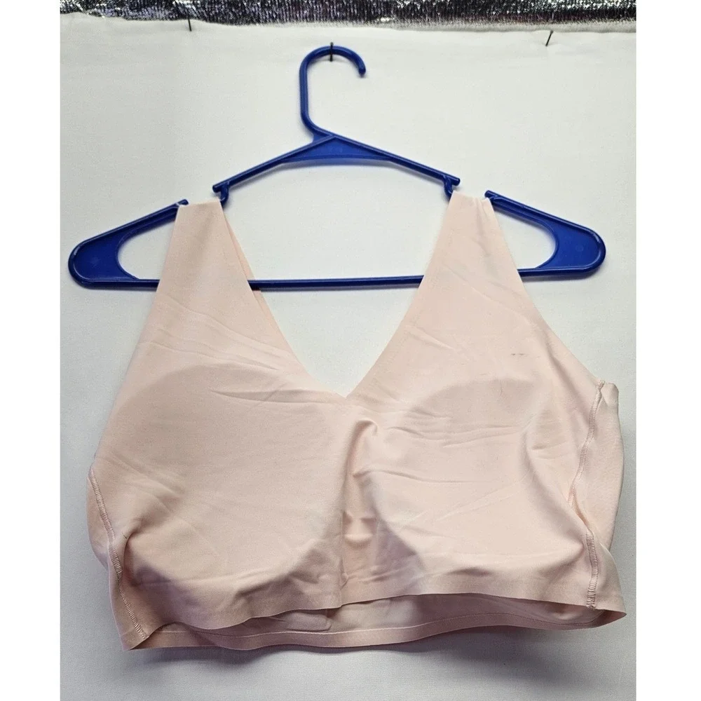 Calvin Klein Invisibles Comfort V-Neck Bralette Pink Wireless Bra XL B105 - Picture 4 of 4